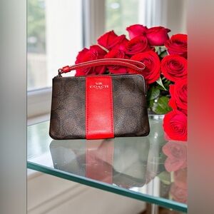 Coach Black and Red Wristlet Clutch